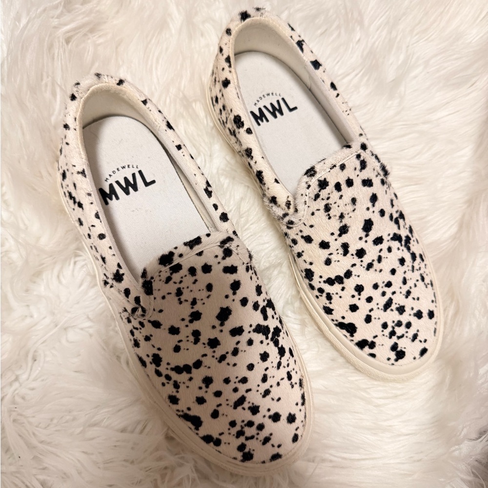 Madewell MWL Women's Cream Slip-On Sneakers with Black Speckle size 6.5 M
